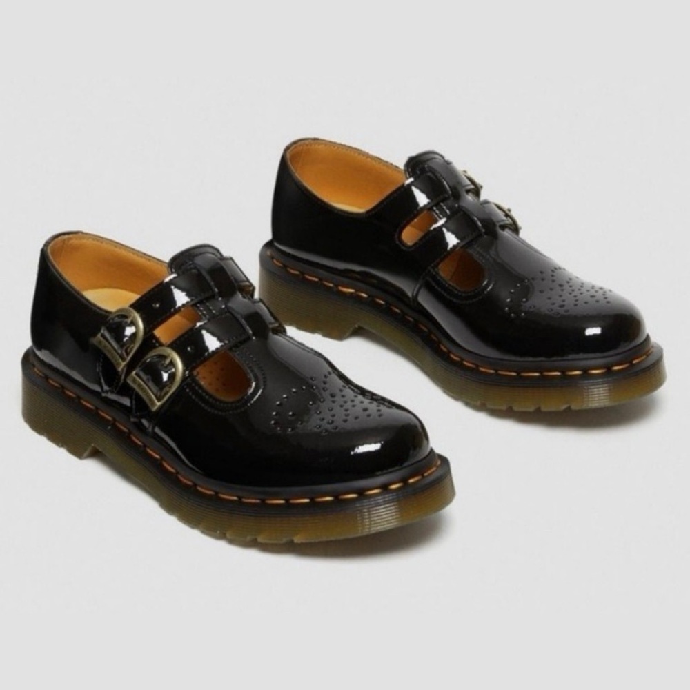 Dr. Martens Black Patent Double-Strap Mary Jane Shoes